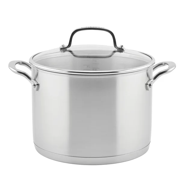 KitchenAid 3-Ply Base Stainless Steel Induction Stockpot with Lid. 8 Quart. Brushed Stainless Steel