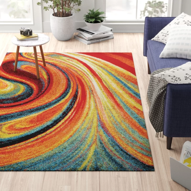 Wrought Studio Olgethorpe Machine Woven/Power Loomed Performance Multi-Colored Rug. Rectangle 9-2″ x 12-5″