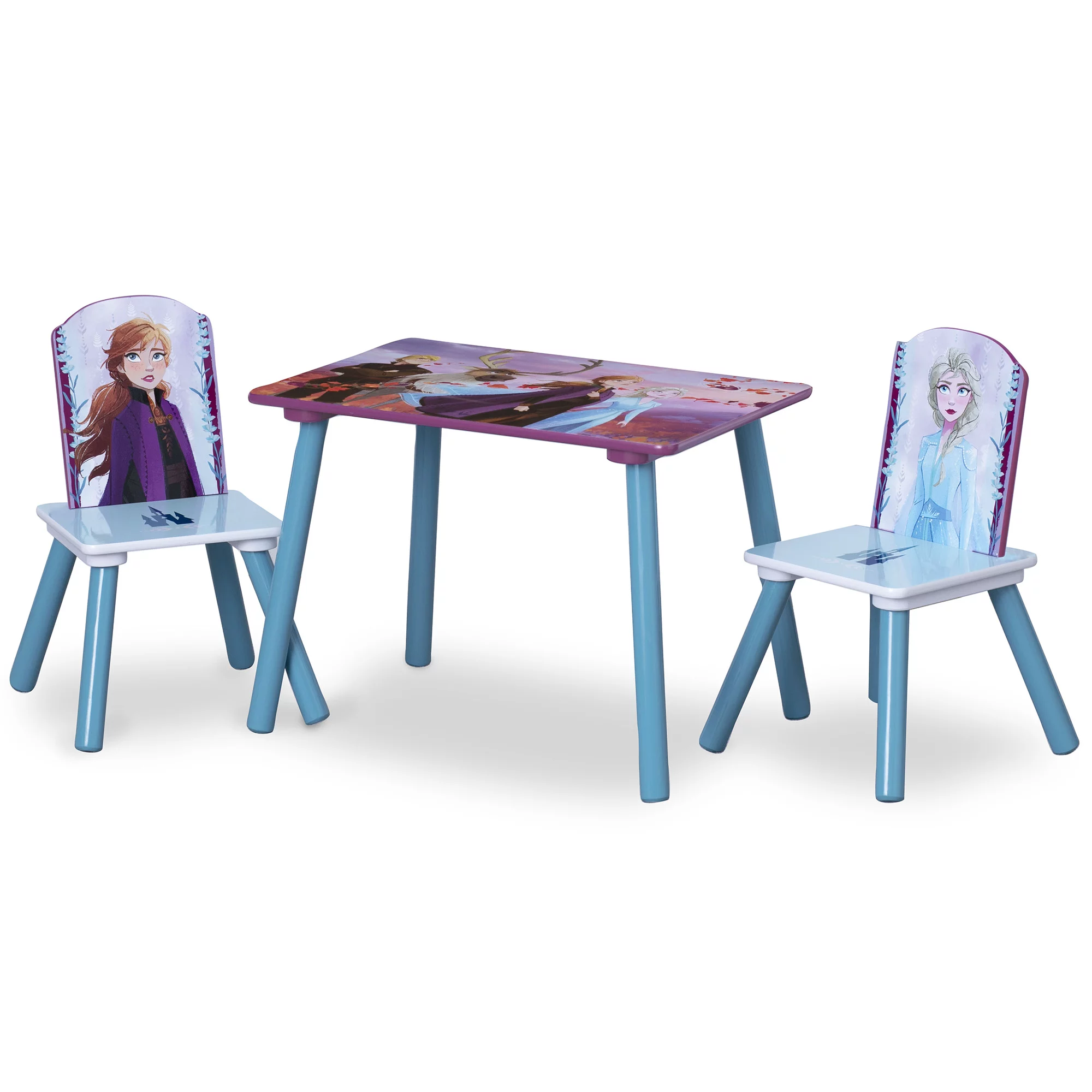 Delta Children Disney Frozen II 4Pcs Playroom Solution- Table. 2 Chairs and 6-Bin Toy Organizer