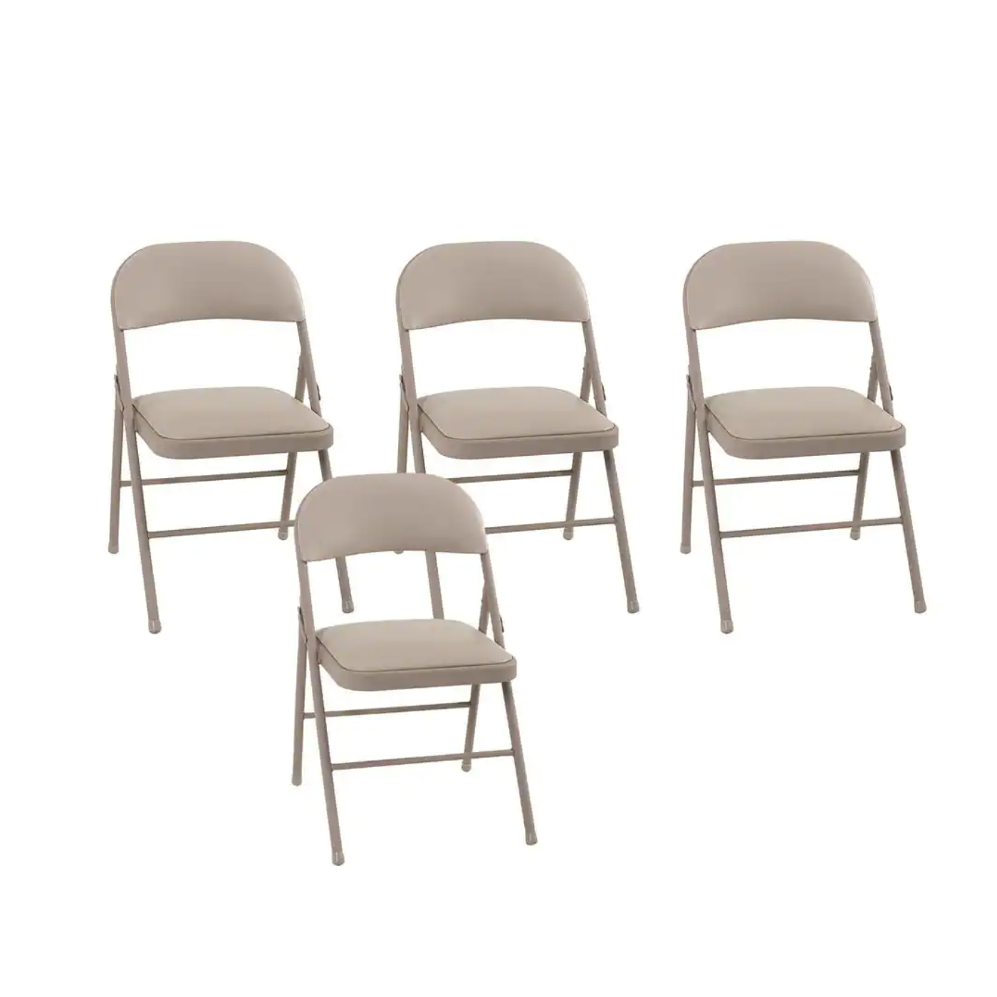 4-Pack Cosco Antique Linen Vinyl Seat Stackable Folding Chair. Beige