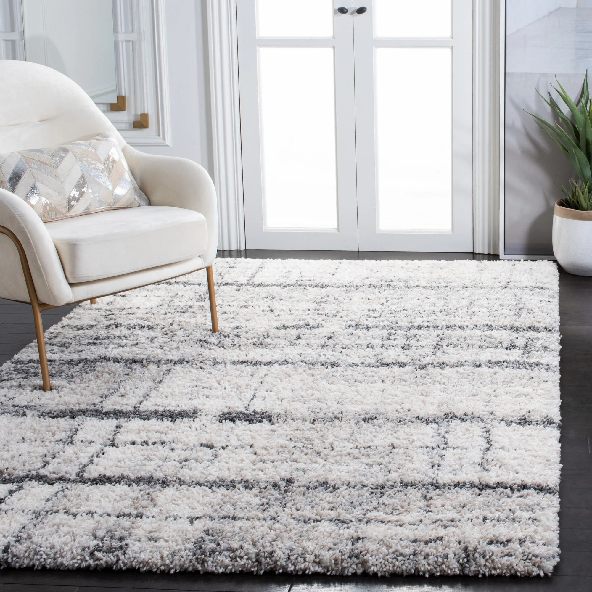 17 Stories Kaylum Machine Woven / Power Loomed Polypropylene Blend Ivory/Gray Rug