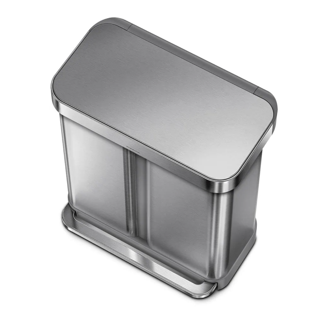 simplehuman 58-Liter Nano-Silver Clear Coat Brushed Stainless Steel Dual Recycling Step-On Trash Can