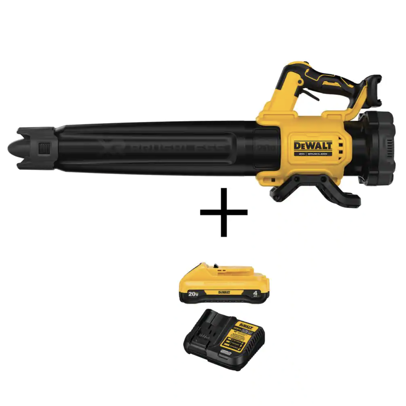 Dewalt 20V MAX 125MPH 450CFM Cordless Brushless Handheld Blower with 20V Compact Lithium-Ion 4Ah Battery & 12V to 20V Charger
