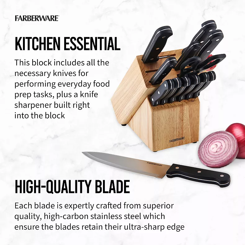Farberware Edgekeeper 14-pc. Knife Block Set with Built-In Sharpener