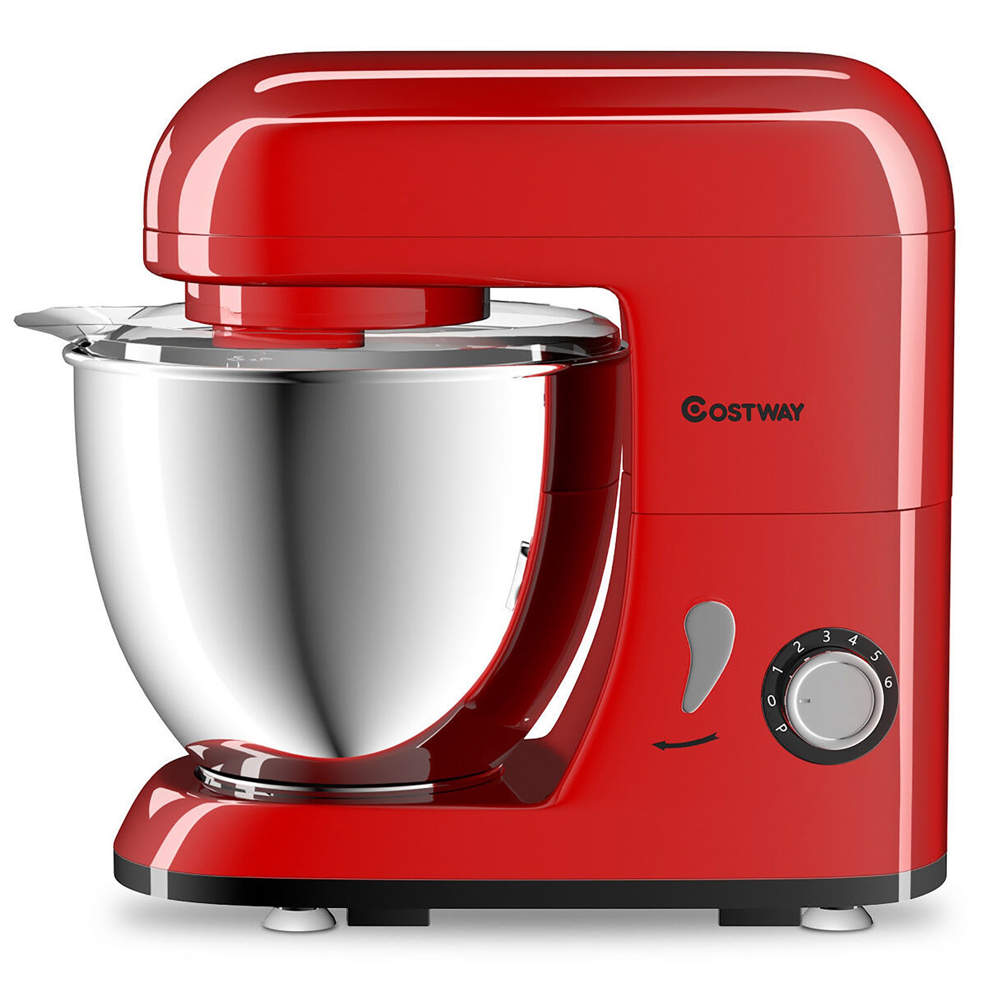 Costway Electric Food Stand Mixer 6-Speed 4.3Qt 550W Tilt-Head. Stainless Steel Bowl. Red