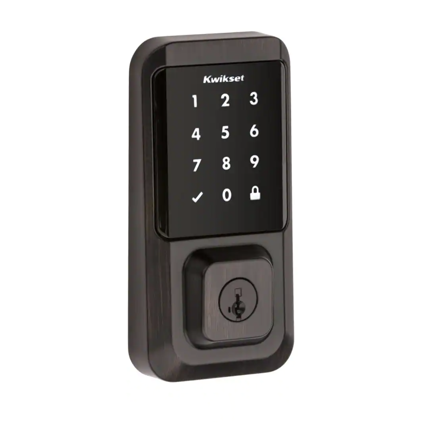 Kwikset HALO Venetian Bronze Single-Cylinder Keypad Electronic Smart Lock Deadbolt featuring SmartKey. Touchscreen and Wi-Fi