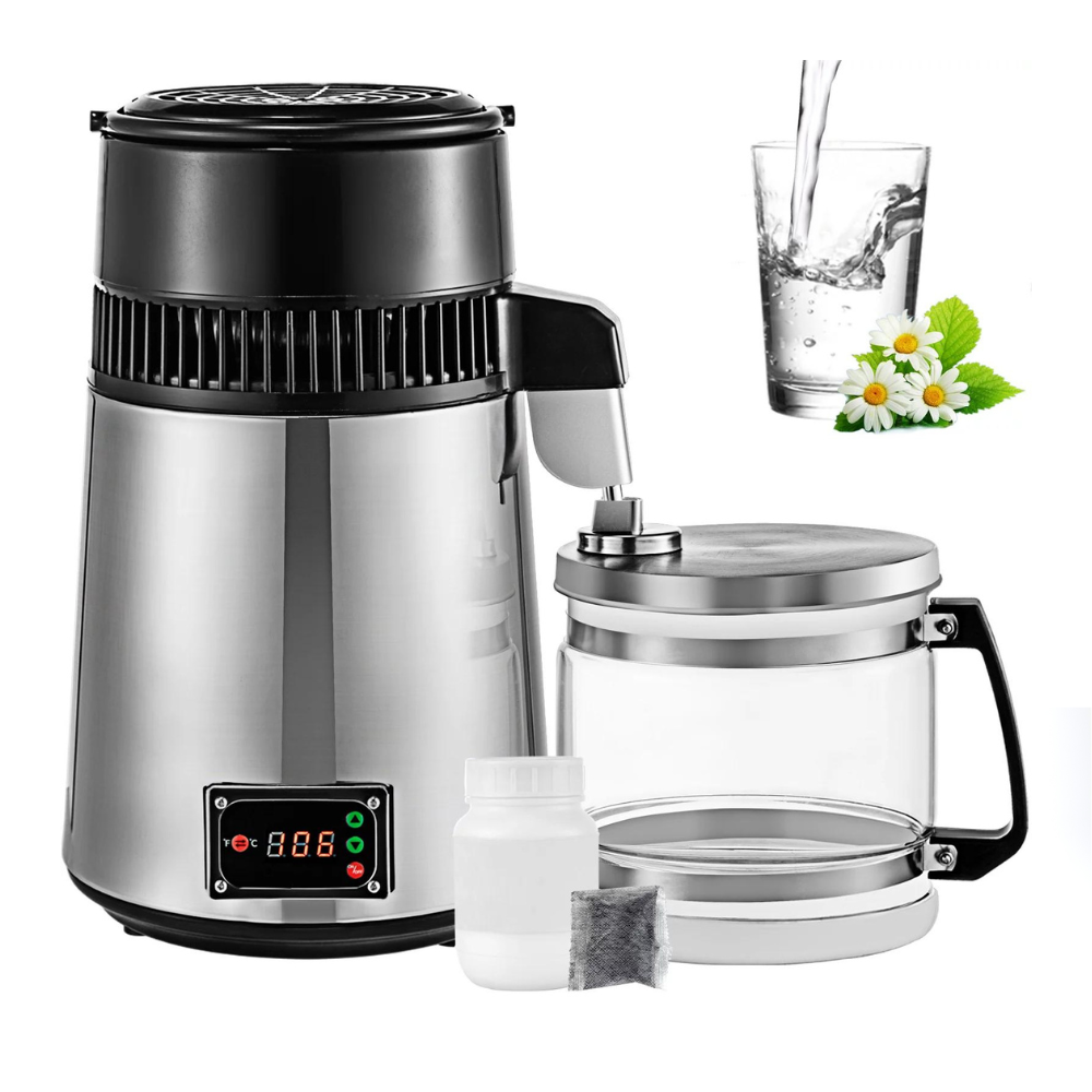 Vevor 4L Water Distiller Purifier Machine Countertop. Stainless Steel Interior Digital Control. Sliver for Home