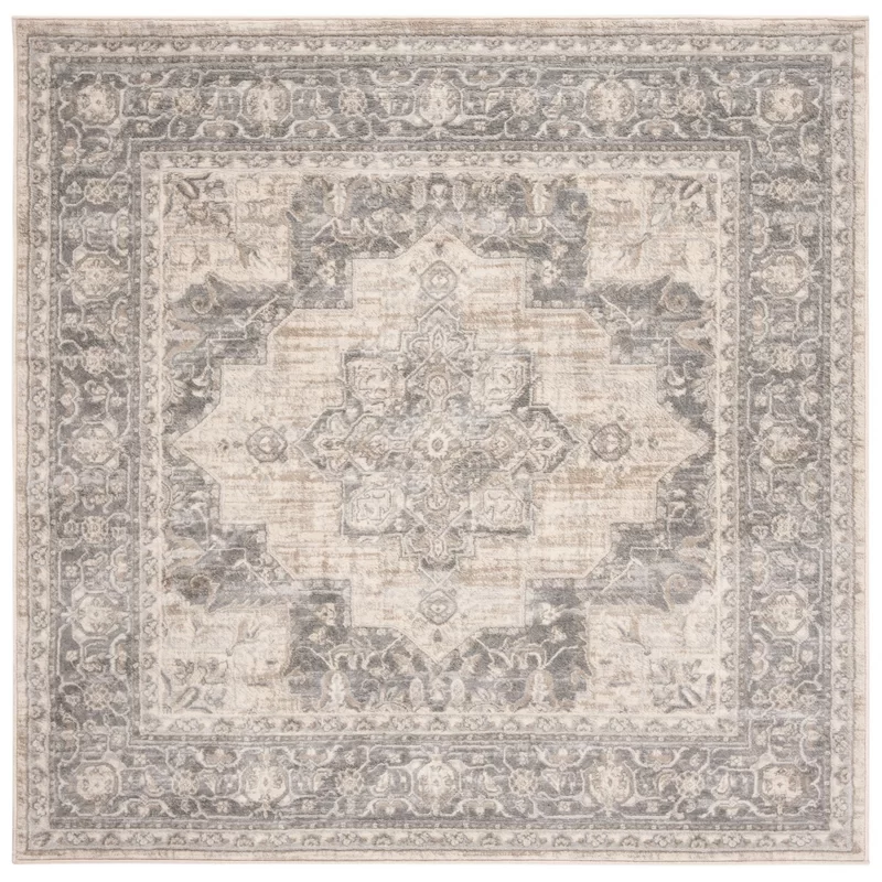 Langley Street Evart Machine Woven / Power Loomed Cream/Gray Rug