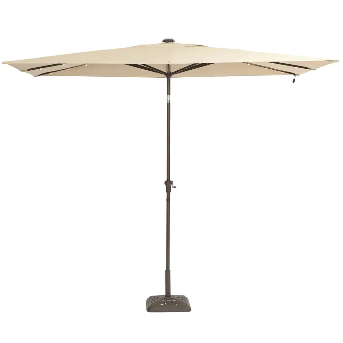Hampton Bay 10 ft. x 6 ft. Aluminum Solar Outdoor Patio Umbrella in Cafe Tan