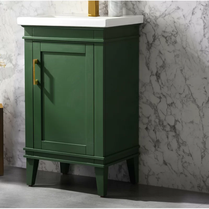 Everly Quinn Reynaldo 20” Free-standing Single Bathroom Vanity with Porcelain Vanity Top