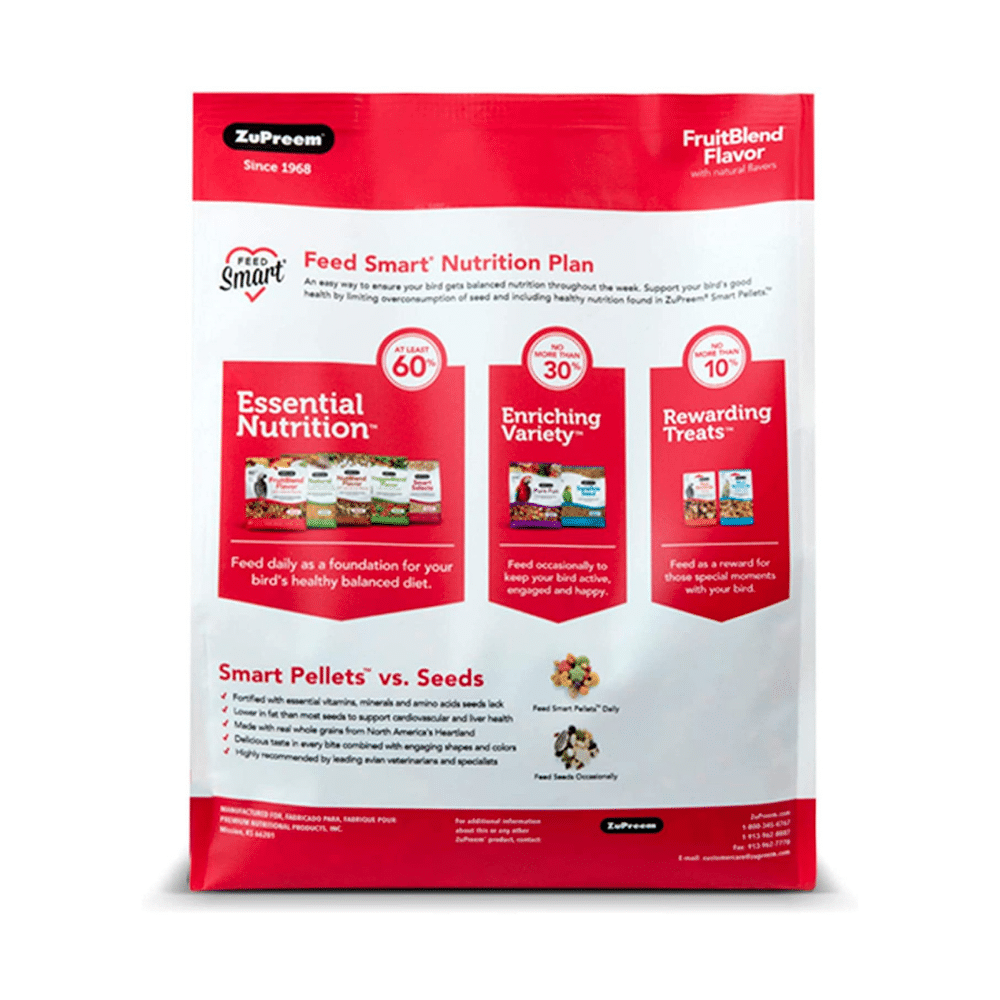 ZuPreem FruitBlend Flavor Bird Food For Medium to Large Birds. 35 Pounds