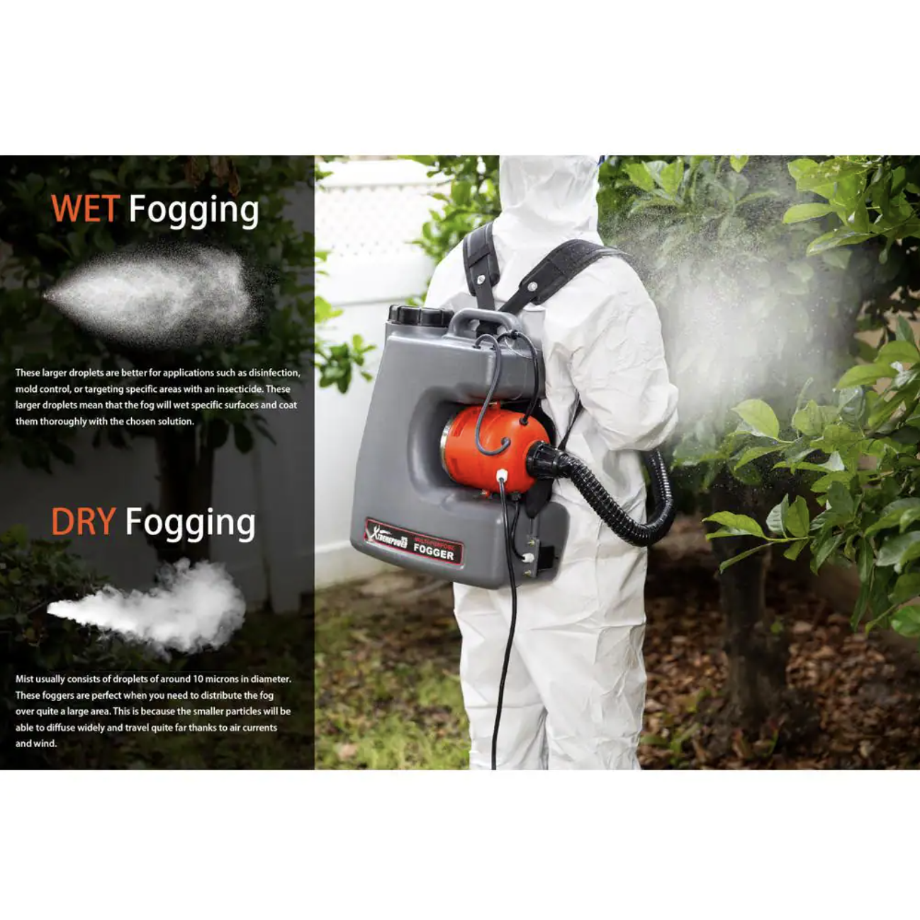 XtremepowerUS 110-Volt Electric Backpack Fogger Machine Disinfectant Corded Mist Blower Sprayer Particle 0-50 m/mm
