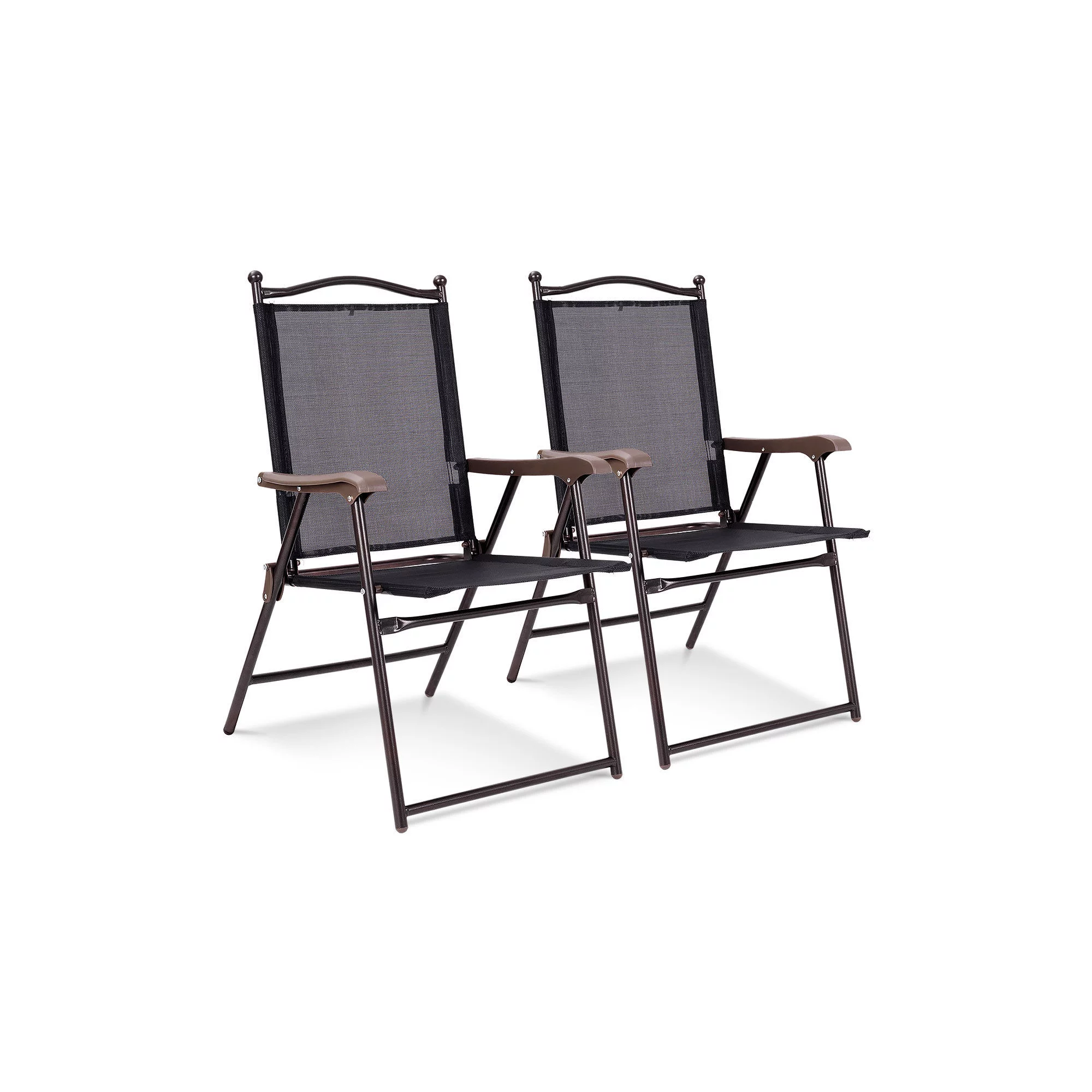 Costway Foldable Fabric Outdoor Lounge Chair. Black. Set of 2