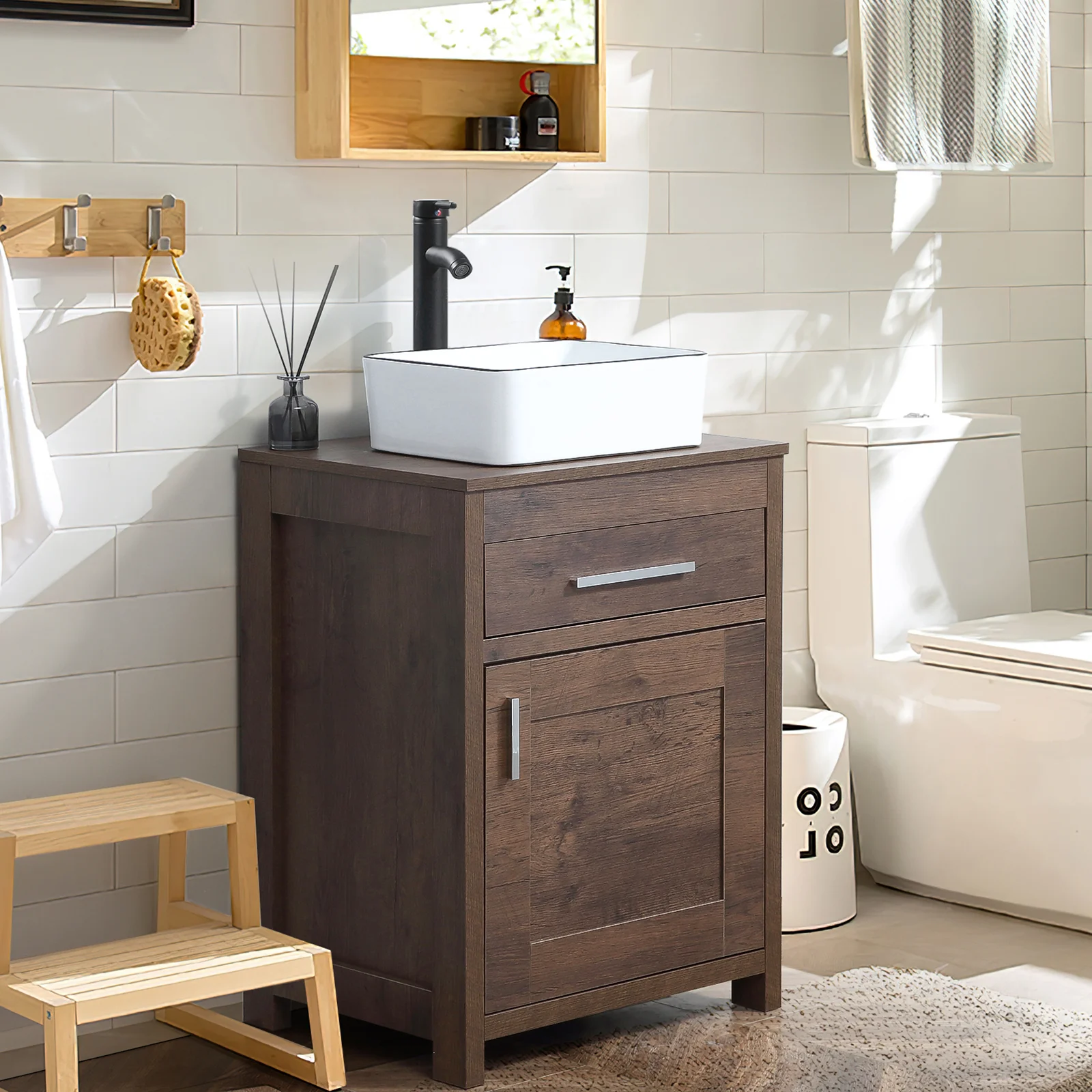 Red Barrel Studio Aida 23.6” Free-standing Single Bathroom Vanity. Rosewood