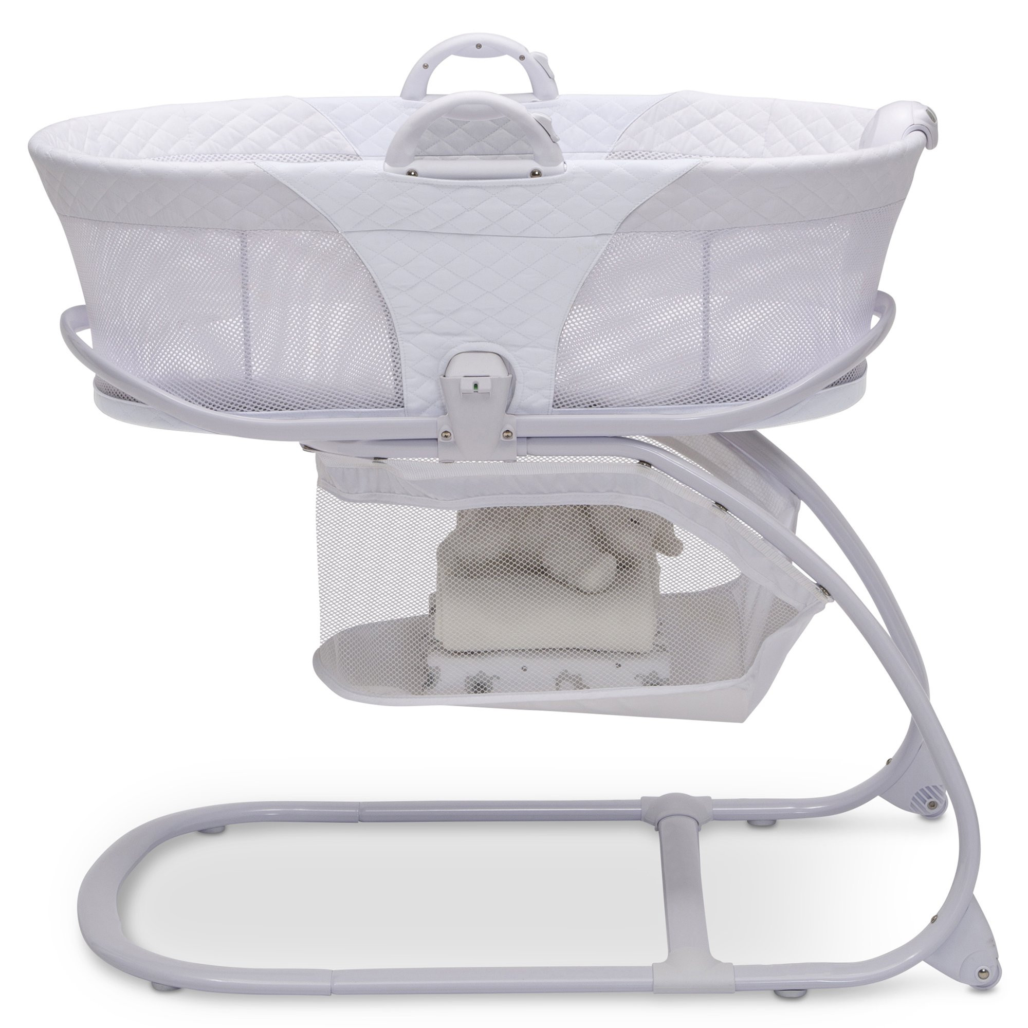 Little Folks by Delta Children 2-in-1 Moses Basket Bedside Bassinet Sleeper. Portable Baby Crib w/ Wheels & Removable Moses Basket. White