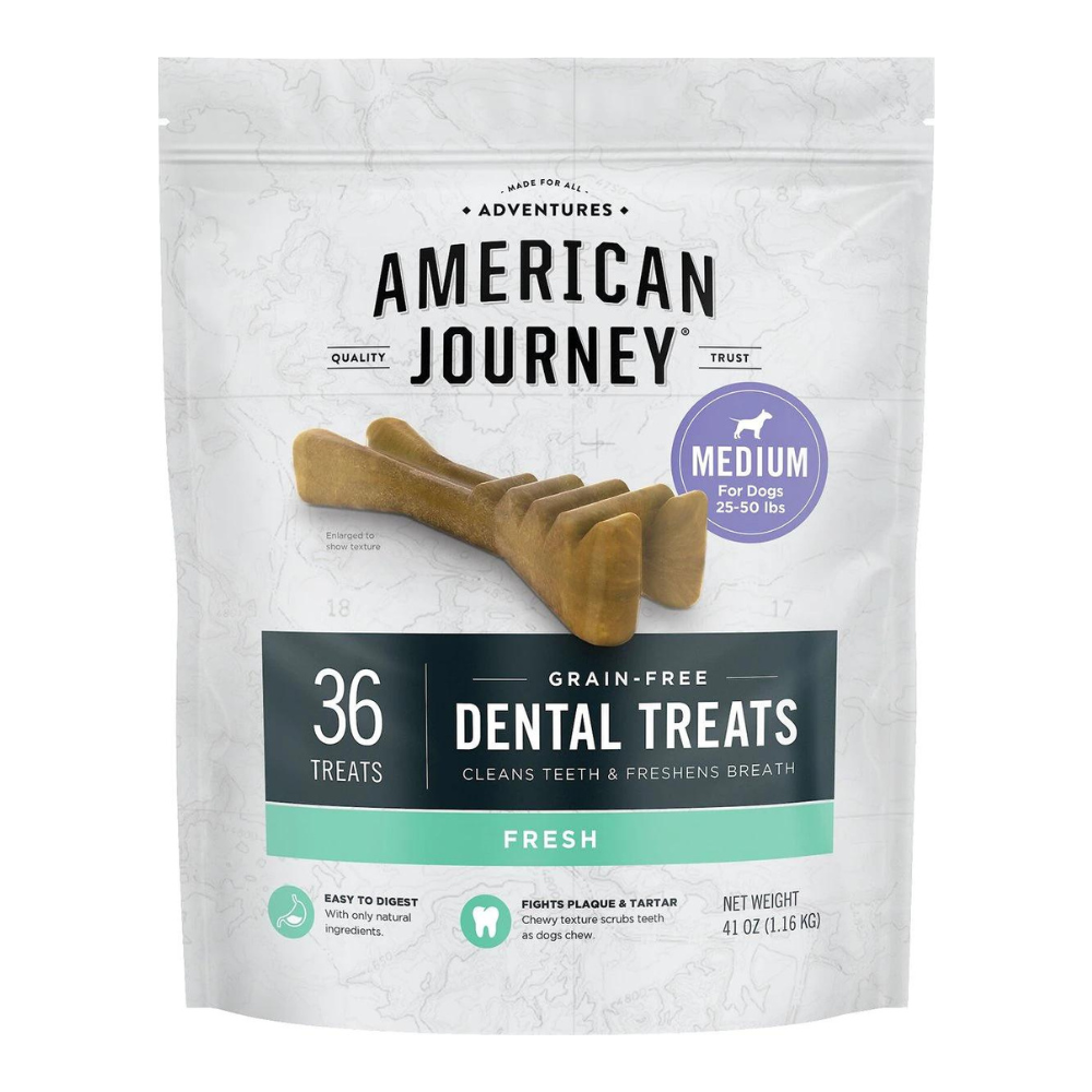 American Journey Medium Grain-Free Fresh Dental Dog Treats. 41-oz bag. 36 count