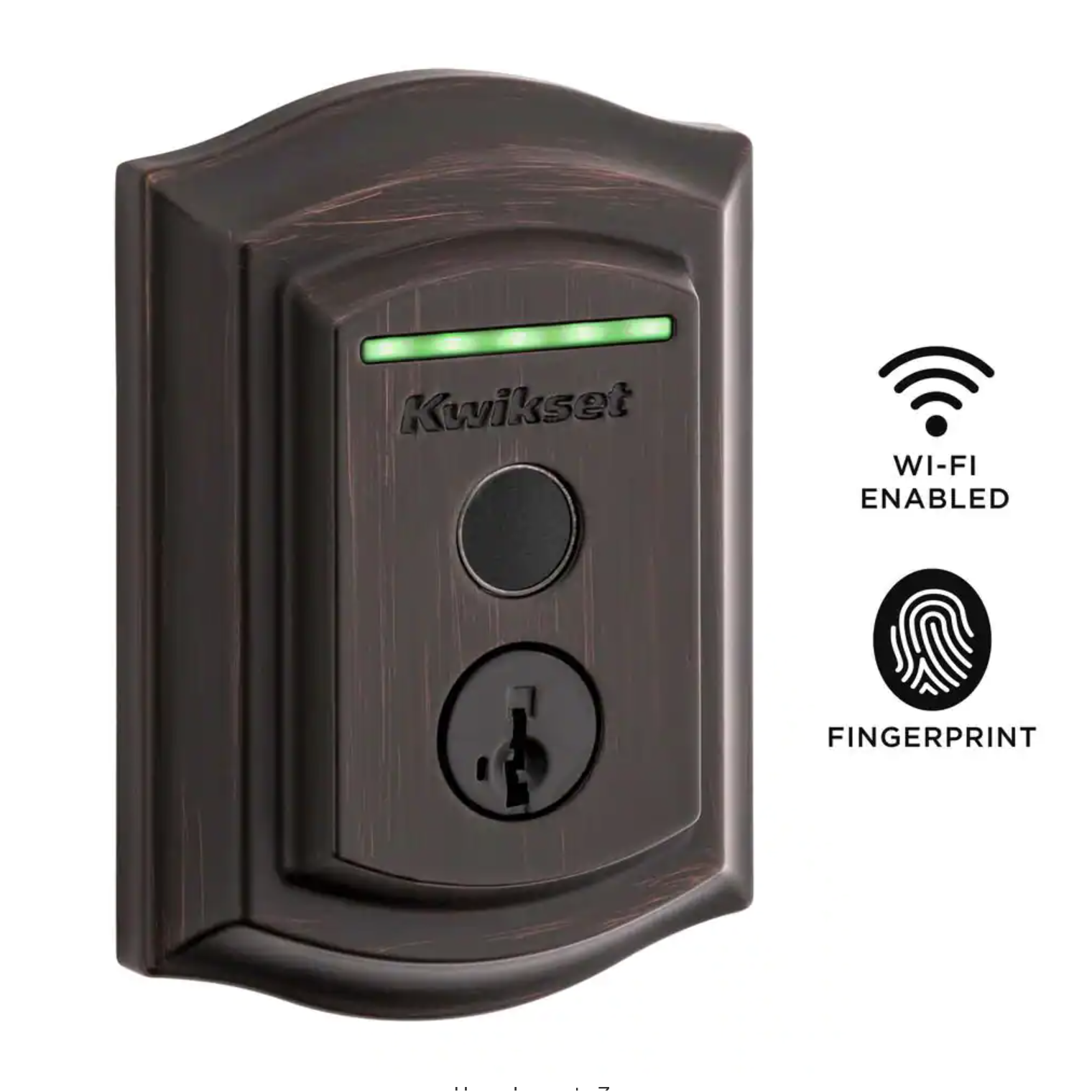 Kwikset Halo Touch Venetian Bronze Traditional Fingerprint Wi-Fi Electronic Smart Lock Deadbolt Featuring SmartKey Security