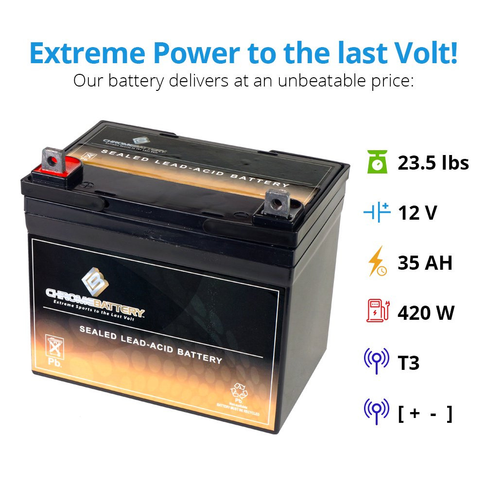 Chrome Battery 12V 35Ah U1 Deep Cycle Agm Solar Battery Also Replaces 33Ah. 34Ah. 36Ah