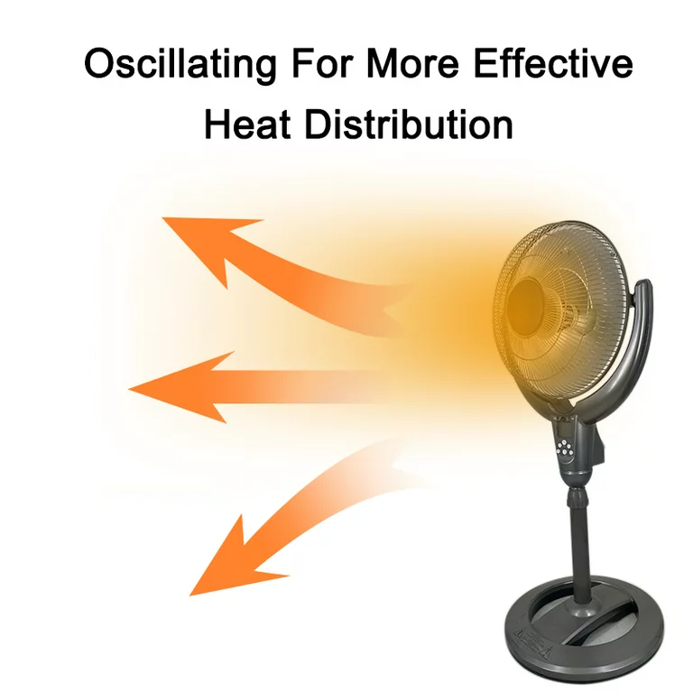 Optimus H-4501 14″ Adjustable Oscillating Pedestal Dish Heater w/ Remote Control