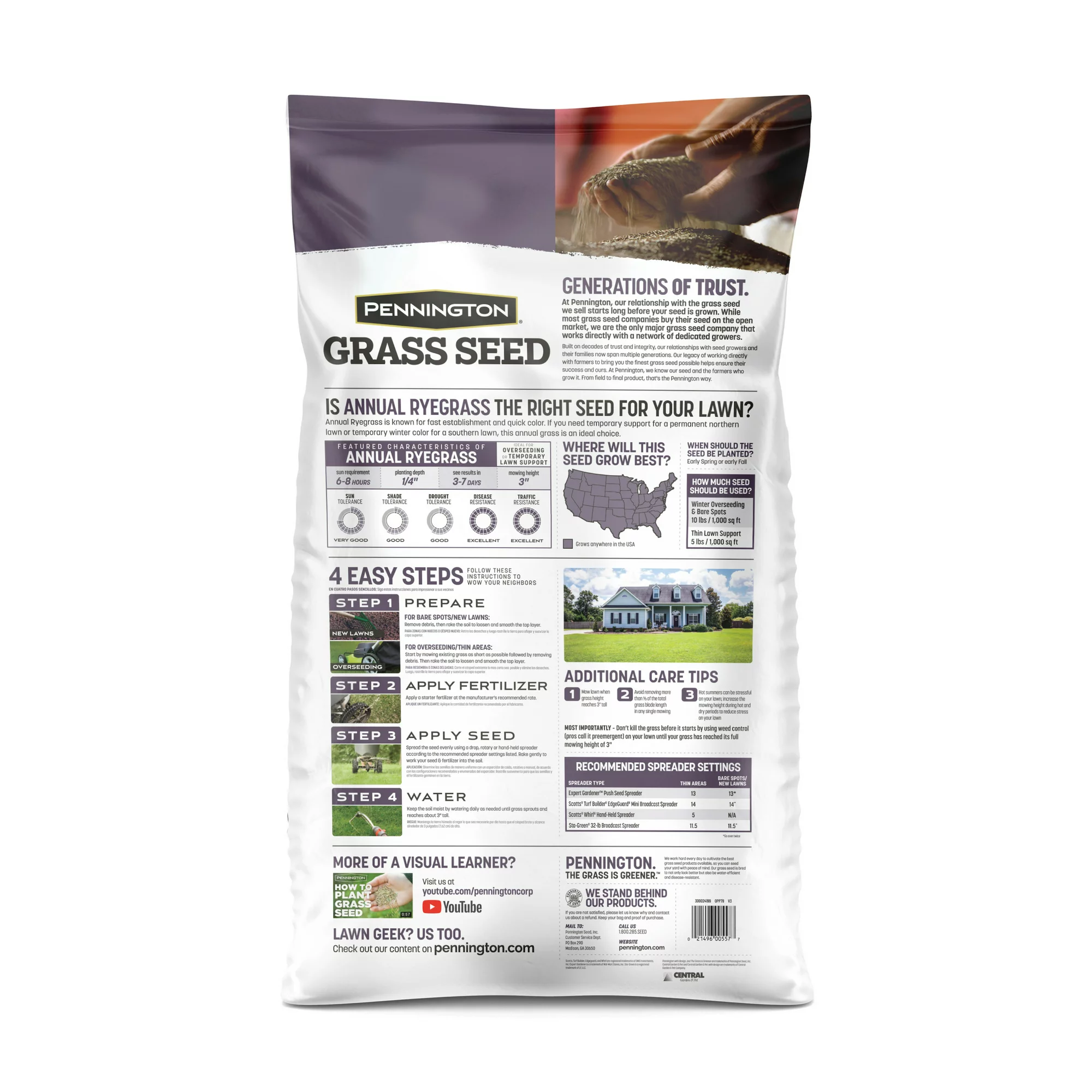 Pennington Annual Ryegrass Grass Seed. 50 lb