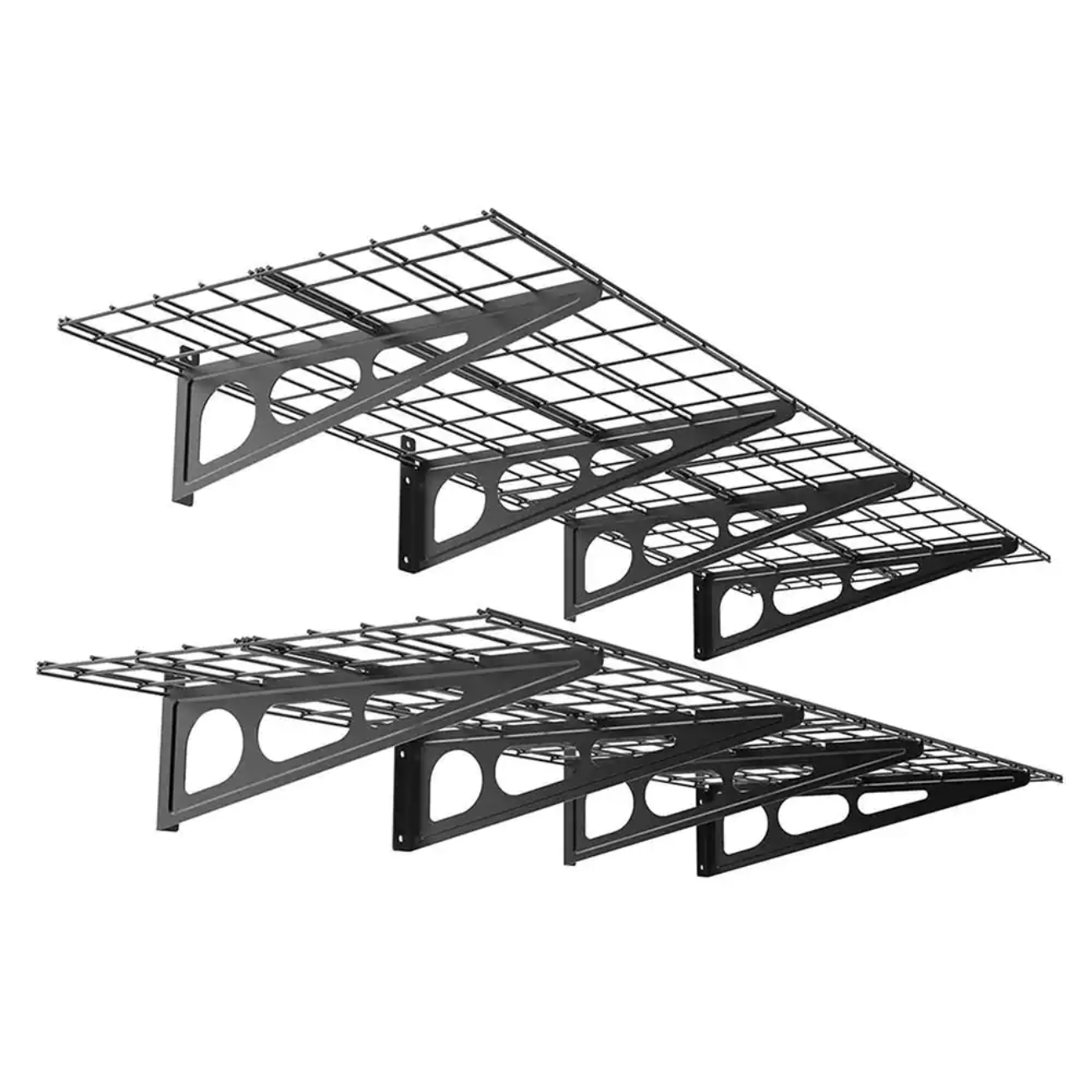Fleximounts 36 in. W x 24 in. D Steel Garage Wall Shelf in Black (4-Pack)