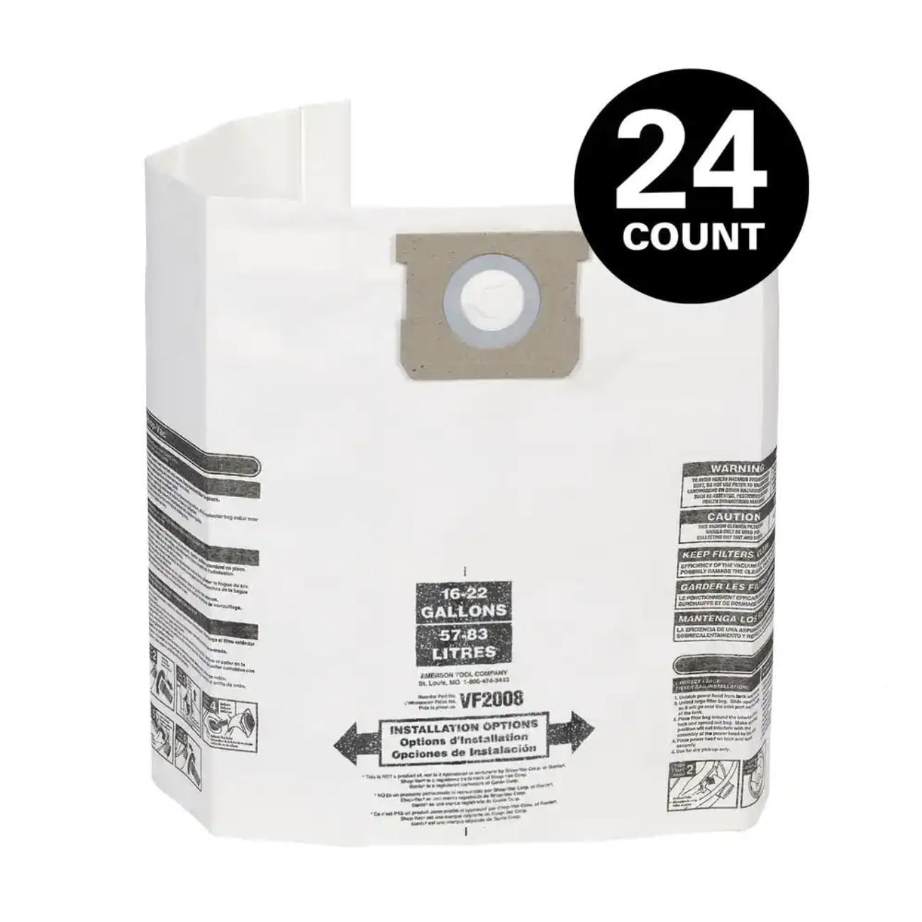 24-Packs - Multi Fit 15 Gallon To 22 Gallon Dust Collection Bags