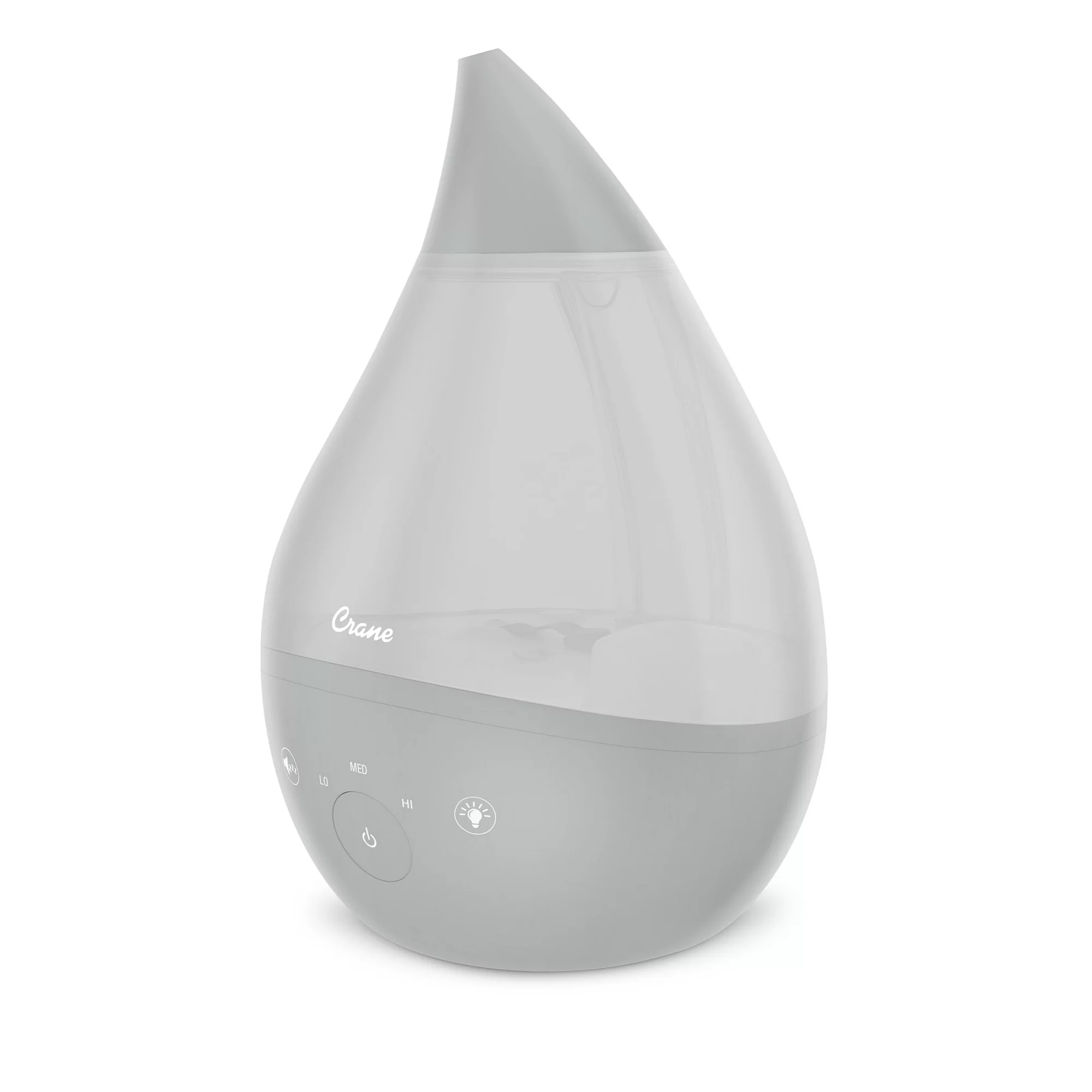 Crane Top Fill Drop 1 Gallon Ultrasonic Cool Mist Humidifier With Sound Machine. Grey