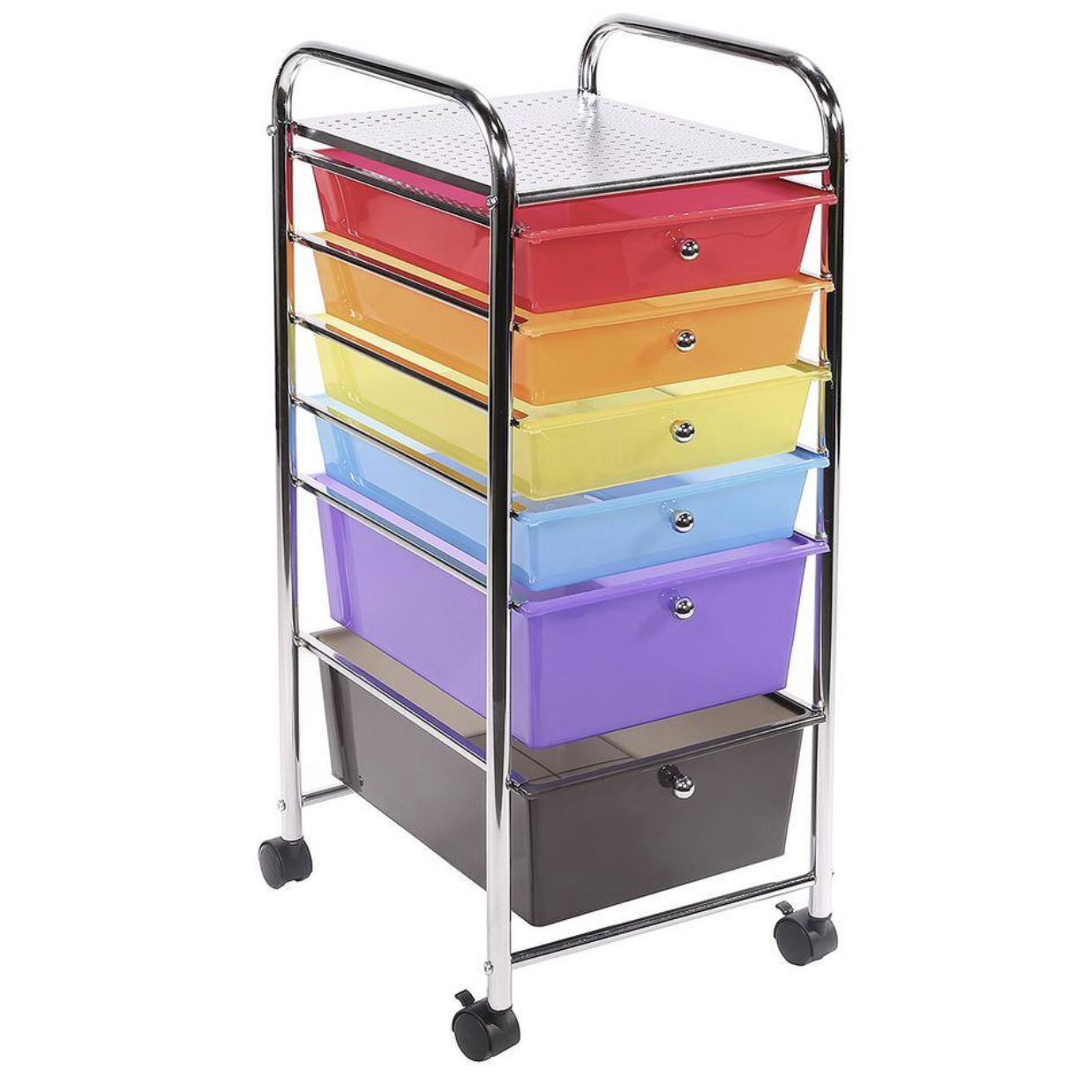 Barton 15.5 in. W x 32 in. H Organizer Cart Color 6 Drawer Rolling Utility Mobile Trolley Chrome Scrapbook