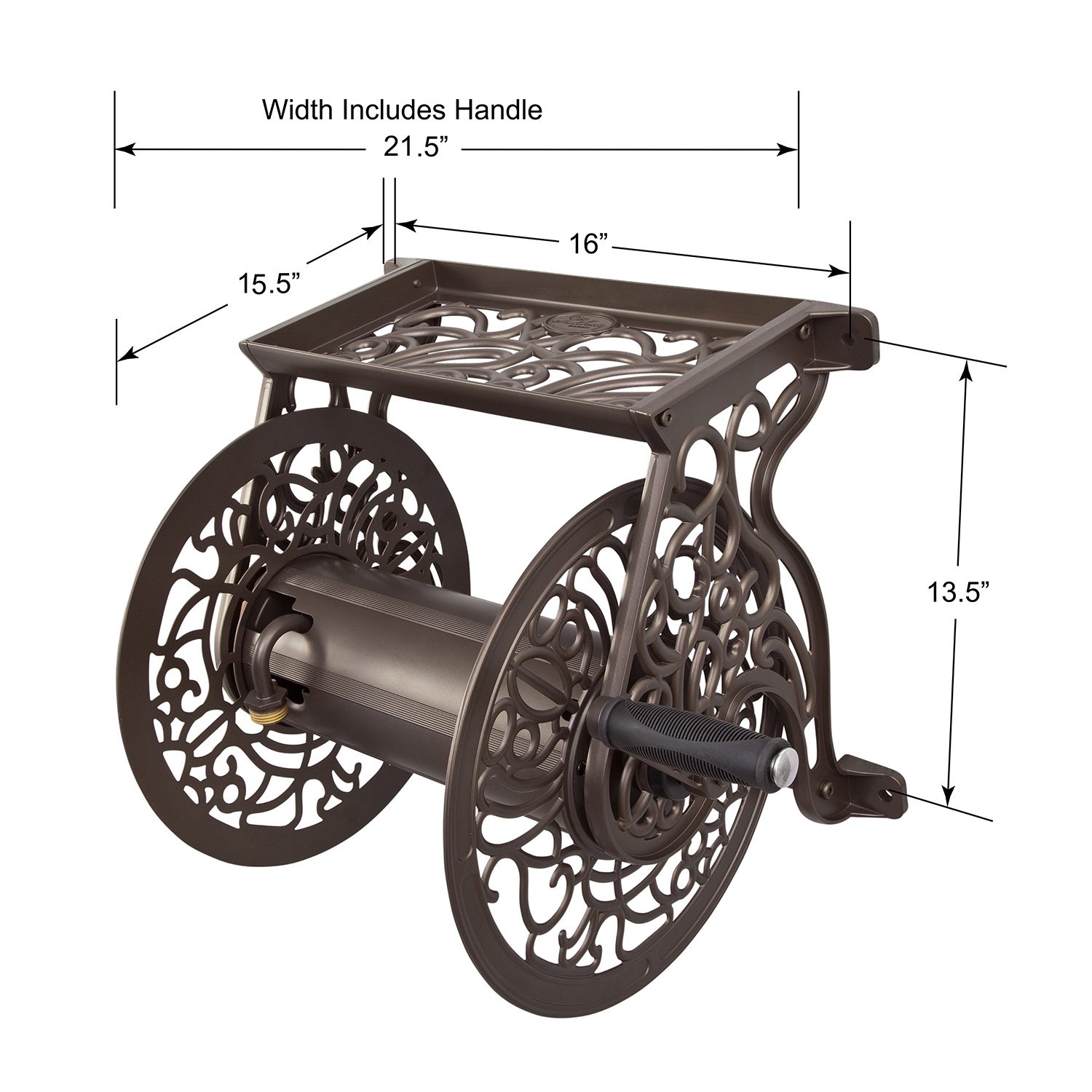 Liberty Garden 125′ Cast Aluminum Wall Mount Hose Reel