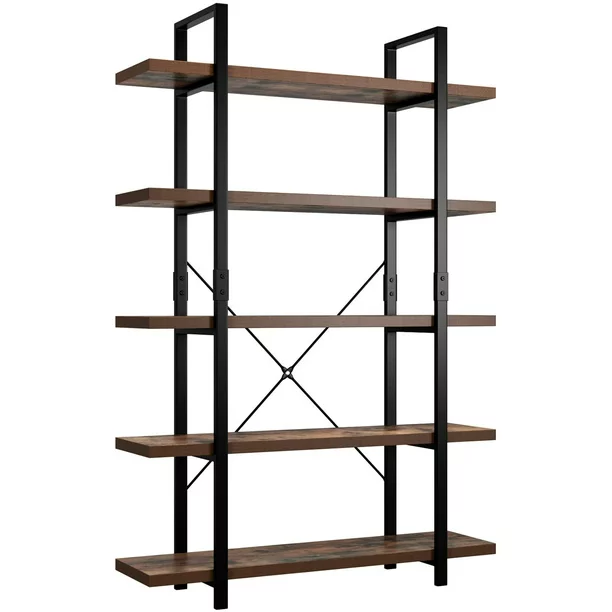 Homfa Industrial 5 Tier Shelves. Free Standing Storage Shelving Unit. Rustic Brown. 47.2″ x 11.4″ x 69.7″