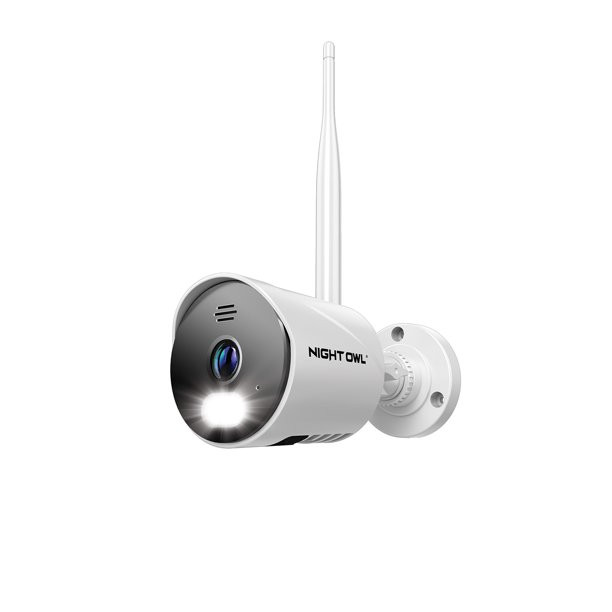 Night Owl Wi-Fi IP 1080p HD Spotlight Surveillance Bullet Cameras. 2-Way Audio Enabled. White