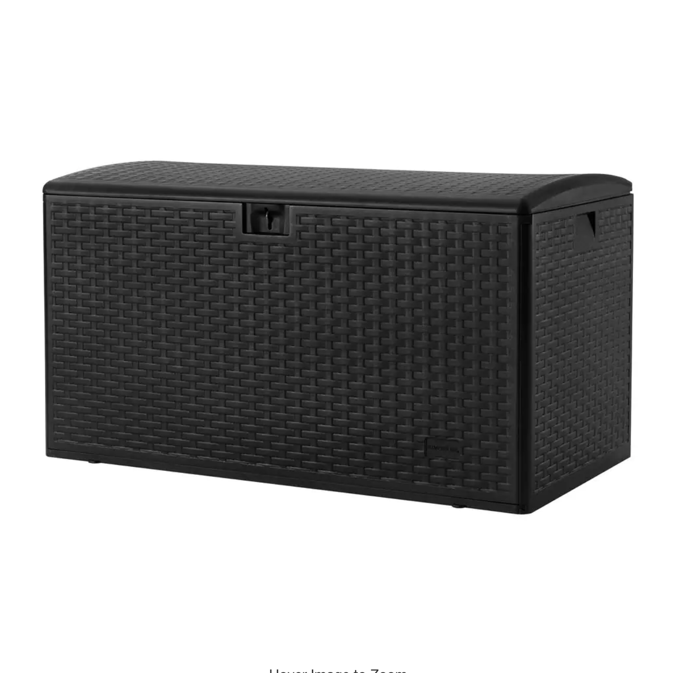 Hampton Bay 120 Gal. Black Resin Wicker Outdoor Storage Deck Box with Lockable Lid