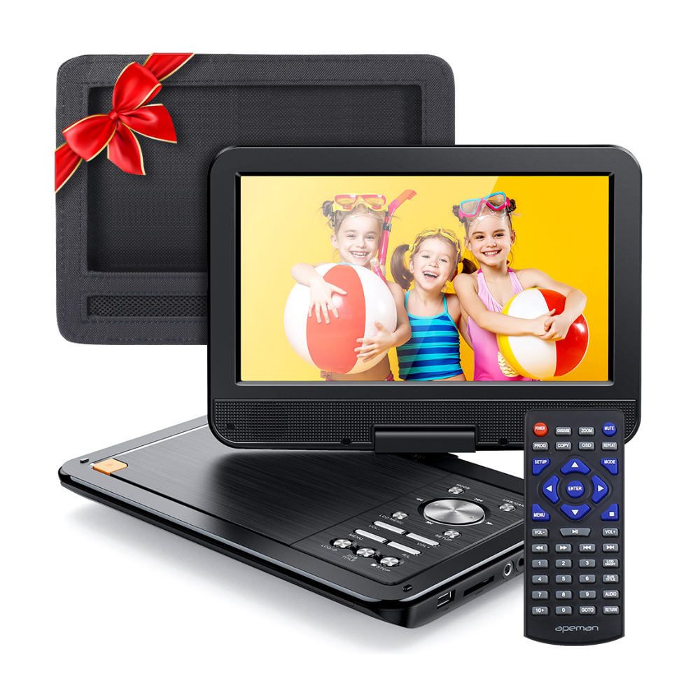 Apeman 2022 Upgrade 12.5″ Portable DVD Player with 10.5″ HD Swivel Scree. Car Headrest Bag Included