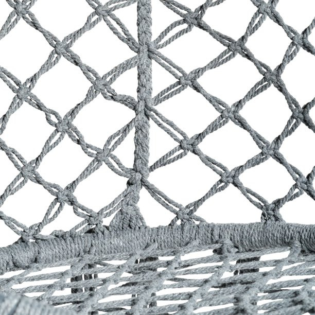 Bliss Hammocks BHC-102GRY 31.5″ Wide Macram  Swing Chair w/ Fringe lining & Padded Cushion. Gray