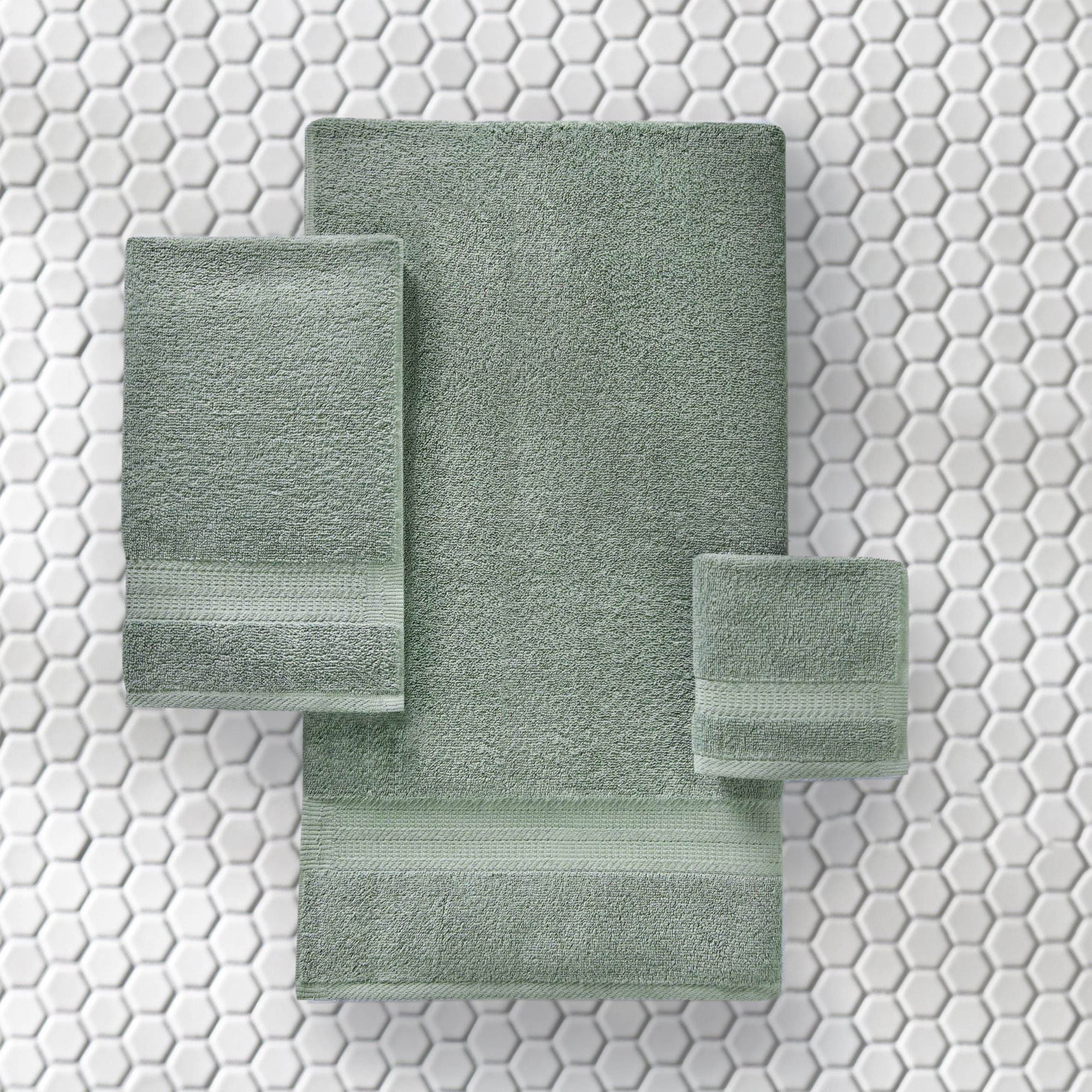 Better Homes & Gardens 6-Piece Bath Towel Set. Solid Green