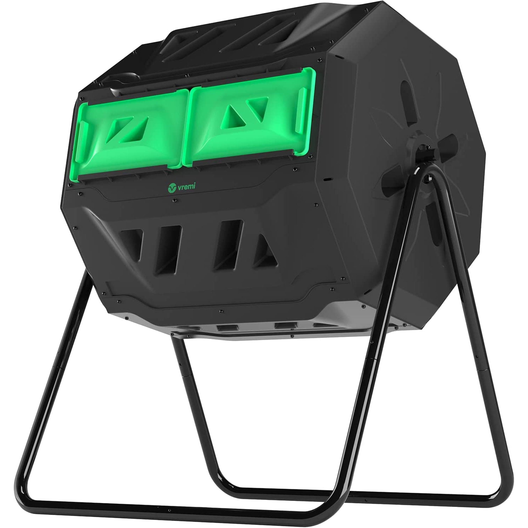Vremi Tumbling Outdoor Compost Bin  C Dual Chamber 360  UV Proof and Rust Proof 42 gal