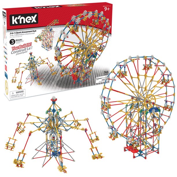 K-NEX Thrill Rides - 3-in-1 Classic Amusement Park Building Set - 744 Pieces - Ages 9 Engineering Education Toy