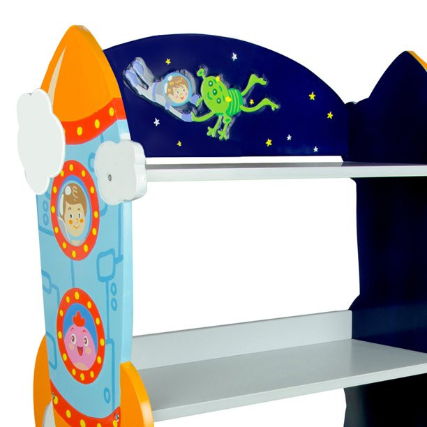 Teamson Kids Fantasy Fields Outer Space. Kids Wooden Bookcase with Drawer