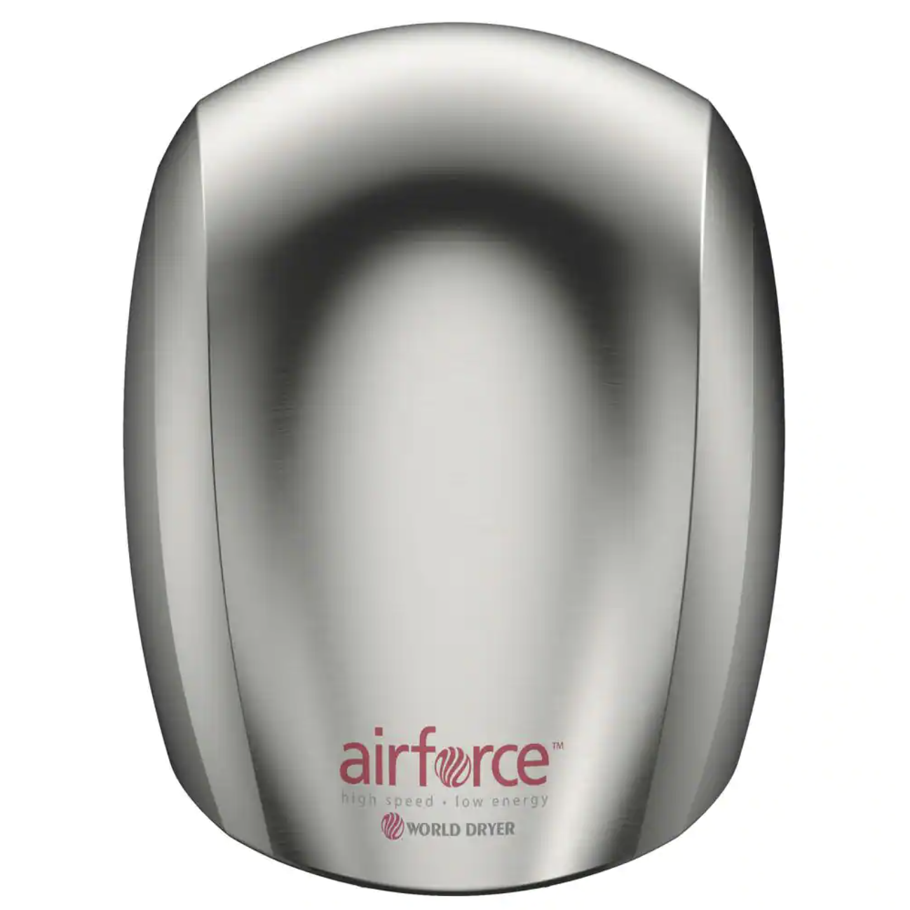 World Dryer Airforce Electric Hand Dryer. High Speed. Antimicrobial Technology. 110-120 volt. Aluminum Brushed Chrome