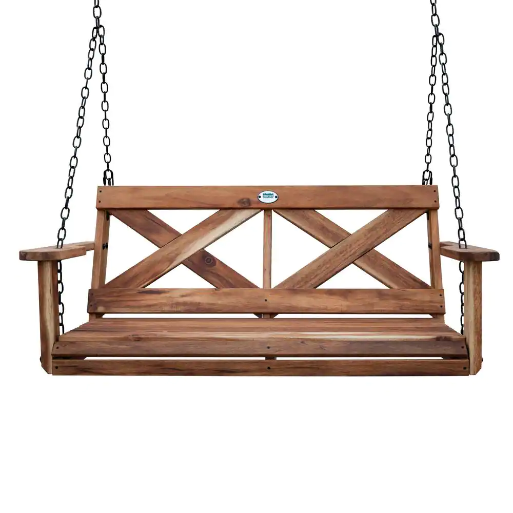 Backyard Discovery Farmhouse 2-Person Acacia Wood Porch Swing