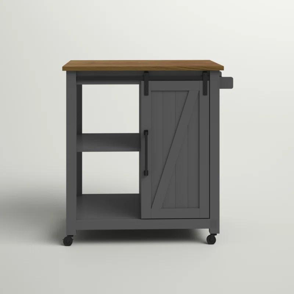 Three Posts Lowman 34.63” Wide Rolling Kitchen Cart. Antique Gray
