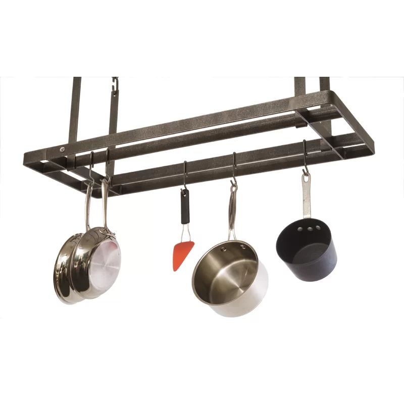 Enclume Premier Handcrafted All Bars Hanging Pot Rack. Hammered Steel