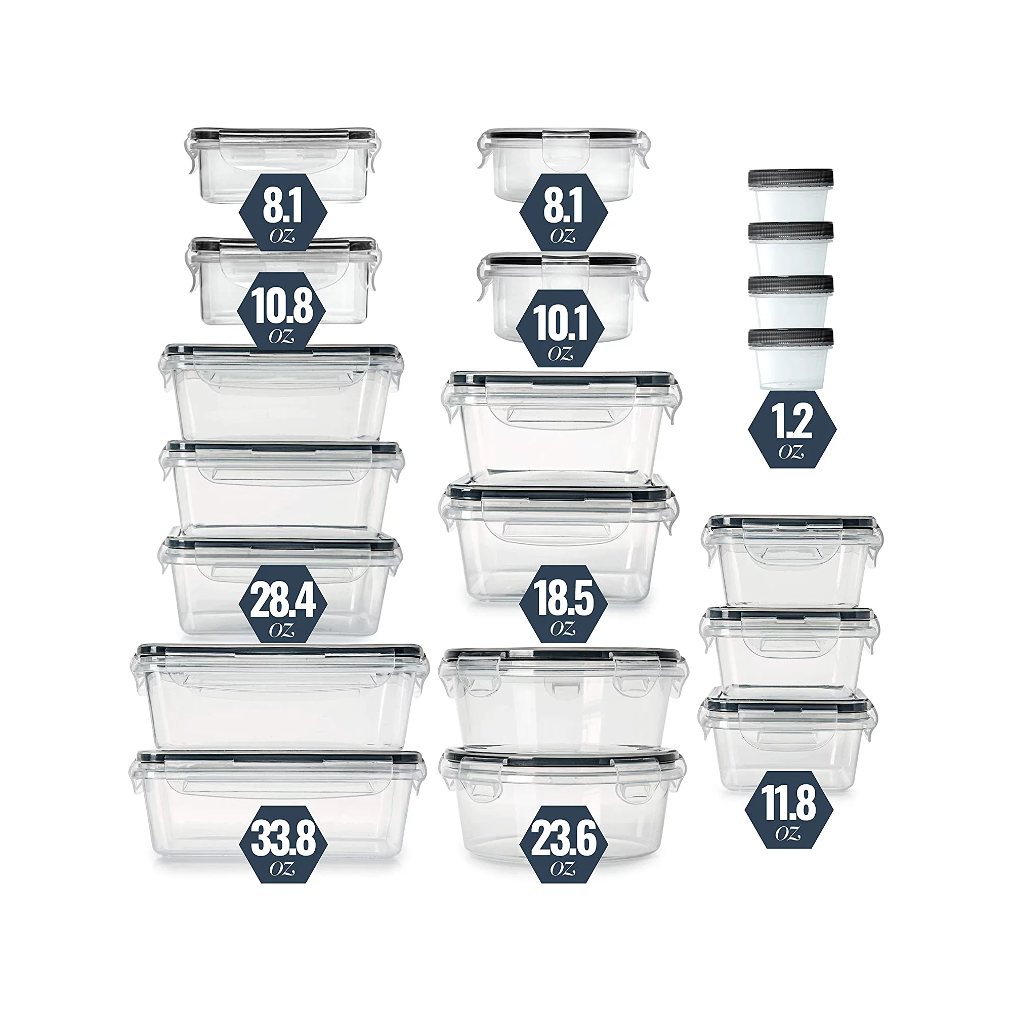 Fullstar 50 Piece Variety Pack Food Storage Containers with Lids (24 Pack + Marker and Labels)