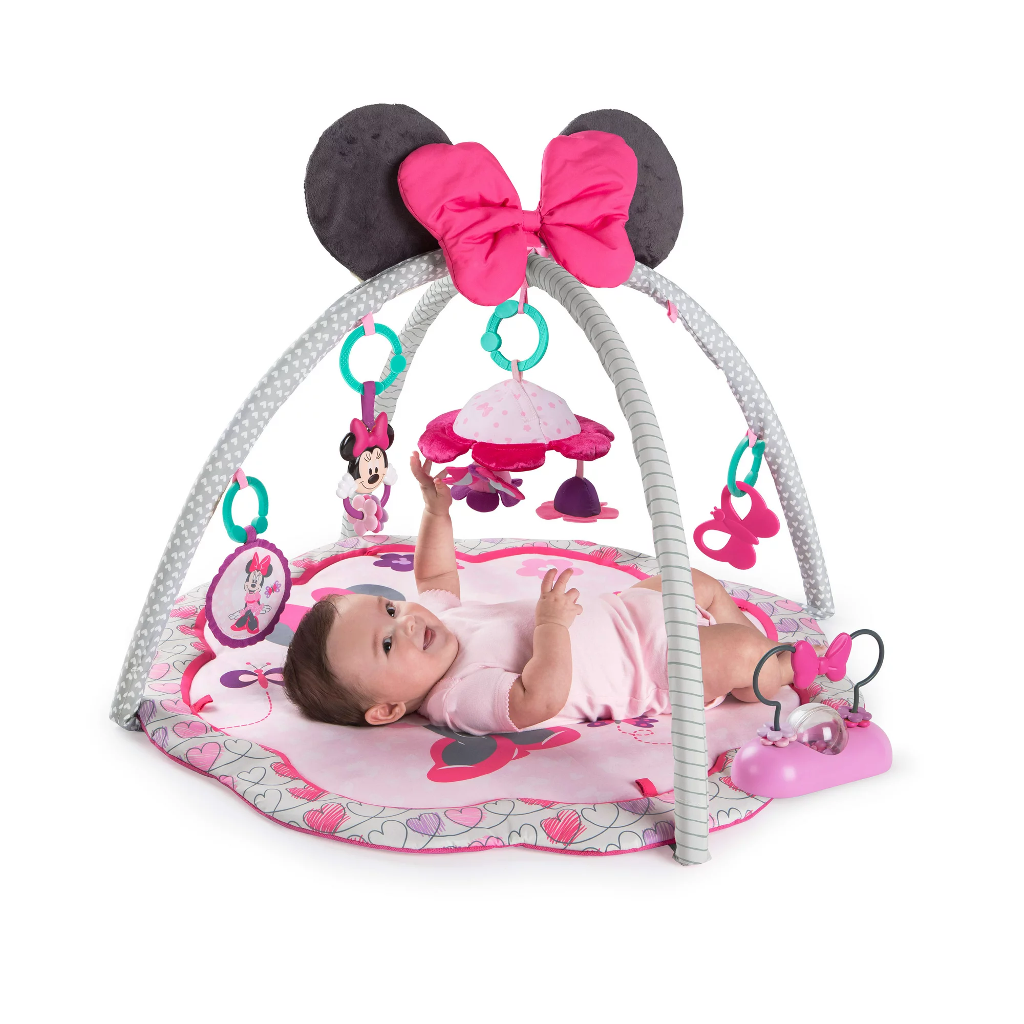 Bright Starts Disney Baby Minnie Mouse Garden Fun Activity Gym Play Mat with Melodies. Ages Newborn +. Garden Fun