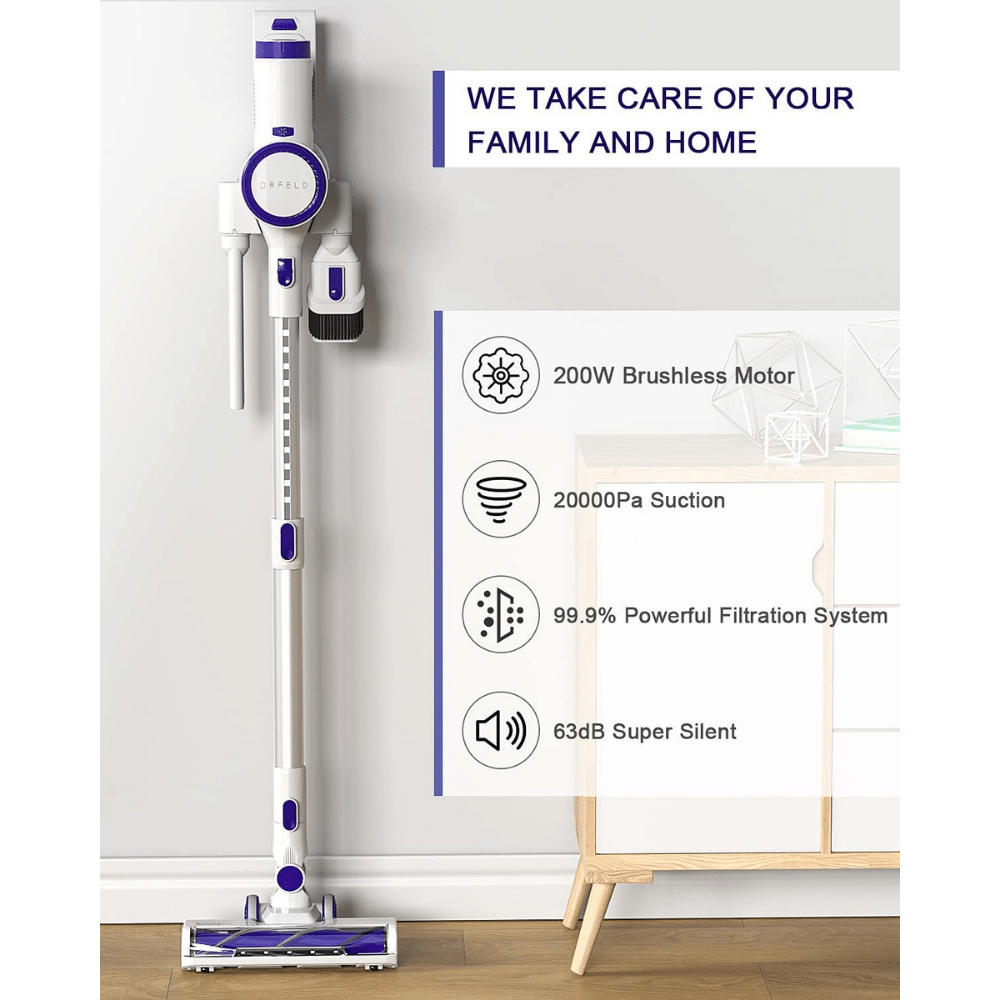 Orfeld H01 20000Pa Powerful Suction Cordless Stick Vacuum Cleaner with Unique Air Outlet HEPA