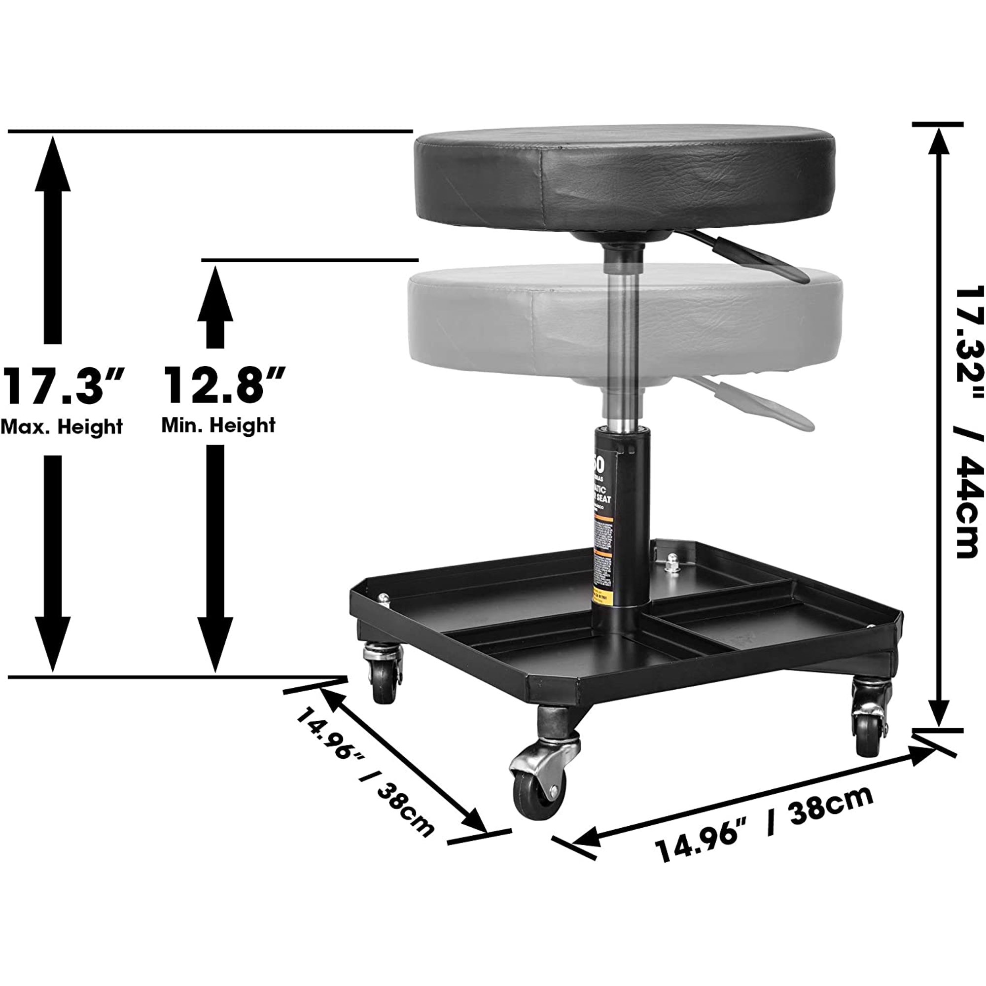 Torin DTR6350B Rolling Pneumatic Creeper Garage/Shop Seat