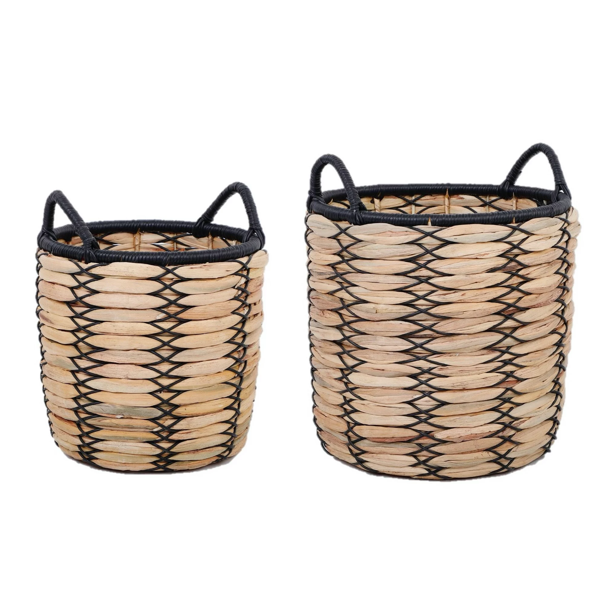 Better Homes & Gardens Claren 12″ & 15″ Round Water Hyacinth Basket Planter Set