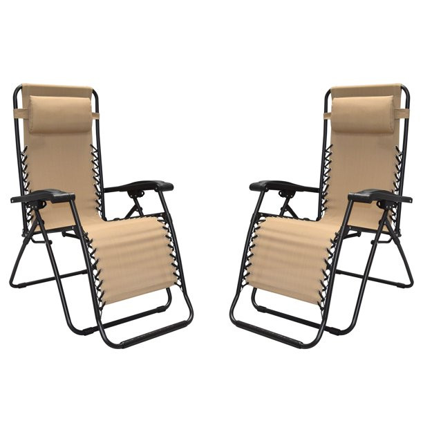 Caravan Global 2 Pack Steel Zero-Gravity Chair - Beige