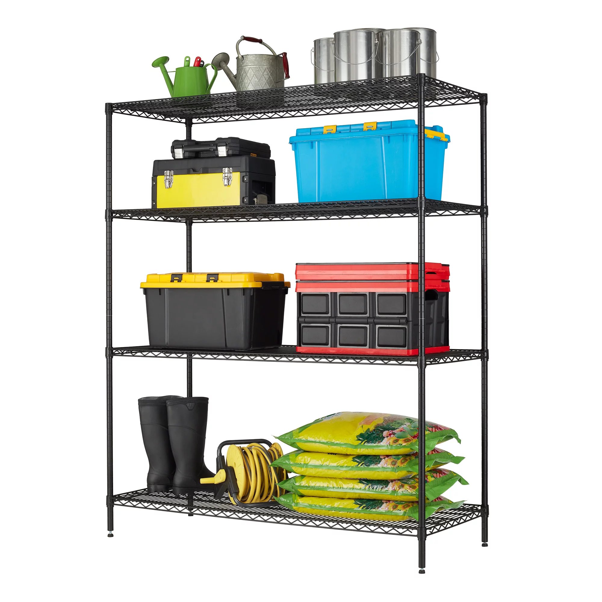 Hyper Tough 24″Dx60″Wx72″H 4-Shelf Commercial Wire Shelving. Black