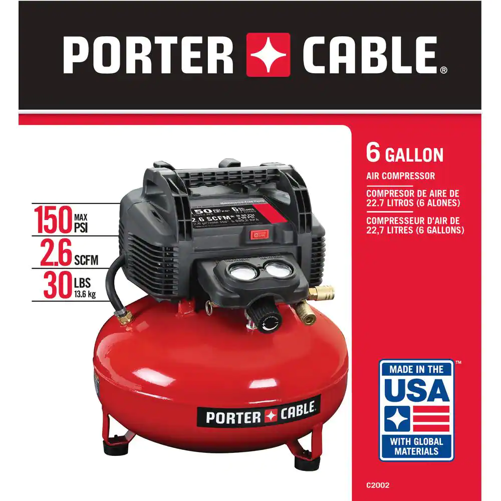 Porter-Cable 6 Gal. 150 PSI Portable Electric Pancake Air Compressor